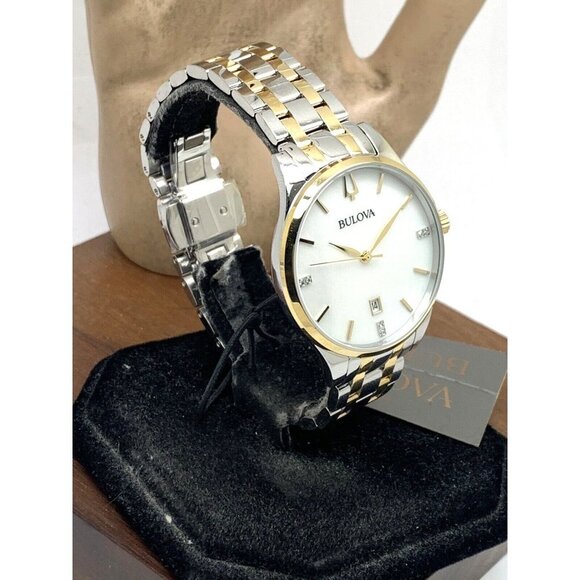 Bulova Women's Watch 98P201 Quartz Diamond Mother of Pearl White Dial Tw… - Picture 13 of 13